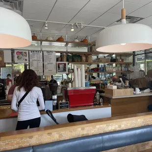 the interior of a cafe