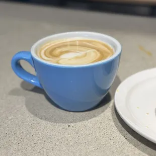 Salted maple latte in mug