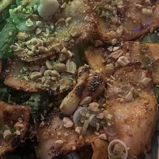 Grilled sate octopus with peanuts