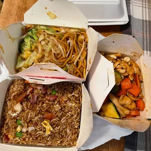 Vegetable Chow Mein,Pork Fried Rice&amp;Kung Pao Chicken