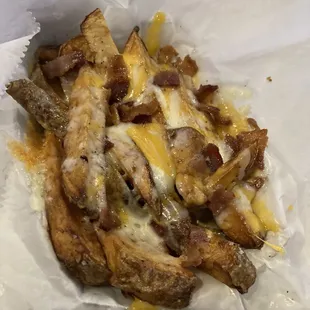 french fries with cheese and bacon
