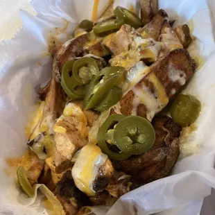 Smoked chicken buffalo fries