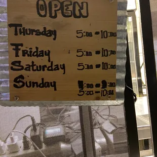 Hours that they are open