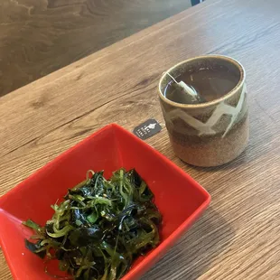 Seaweed Salad and hot tea