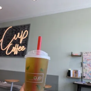 Inside, green apple passion fruit