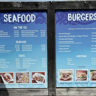 Current menu items for Kiwi Style Fish and Chips as of July 2024.