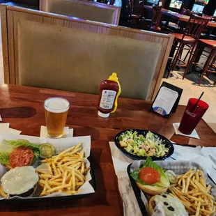 two trays of food on a table