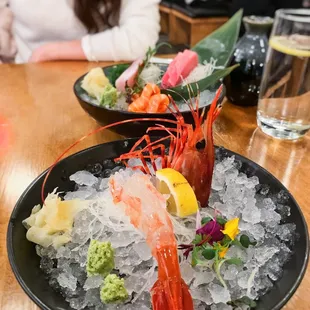 Live sweet shrimp sashimi