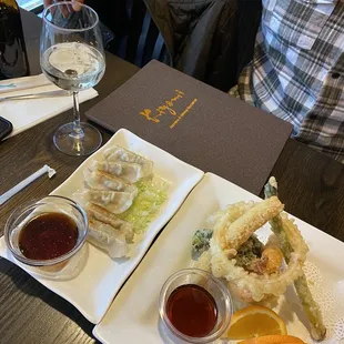 Pot stickers and tempura