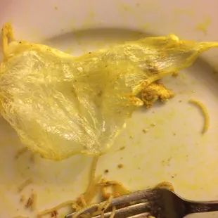 Found this in my take out of Singapore noodles ! :(. Food was good . Could be little less salty .