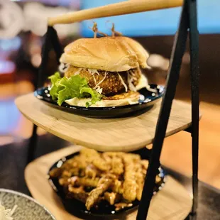 Wagyu Menchi Katsu Burger with Furikake fries - SO YUMMY!