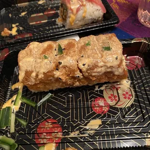 Spicy tuna roll this was I am sorry to say absolutely not edible we could not even recognize it as Ahi