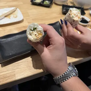 Crab hand roll on soy paper