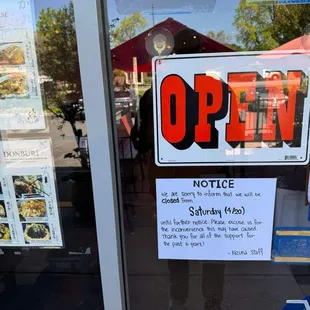 CLOSED STARTING SAT 4/20