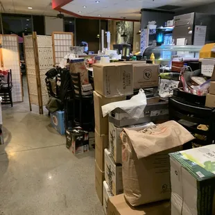 The path to restroom is full of stocks