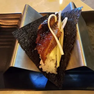 Eel handroll was good