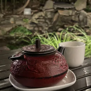 Green tea, outside patio