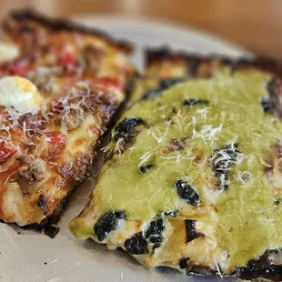 What i got, sausage peppers and mushroom spinach slice