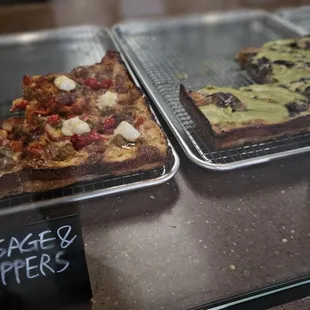 Sausage &amp; Peppers and Mushroo Spinach slices