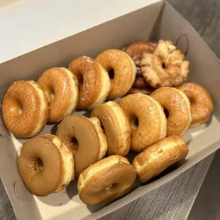 a box of glazed donuts