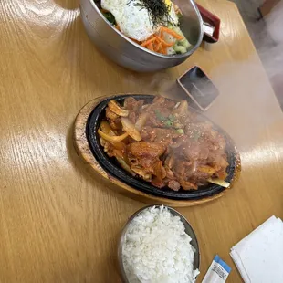 Bibimbop and pork spicy bulgogi