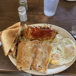 Truckers Breakfast with Pork Chop