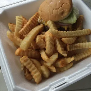 1/4 lb Burger with crinkle fries