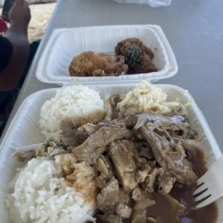 Roast Pork and Gravy Plate Lunch