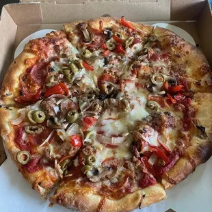 Build your own - Green olives!!!  Pepperoni &amp; Red Peppers.