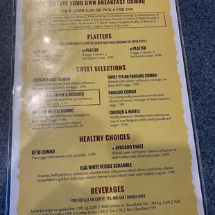 a breakfast menu
