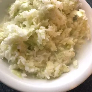Slaw that is served with the fish plate.