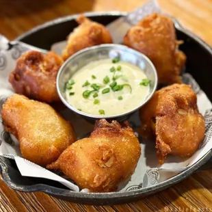 Flaked cod beignets
