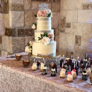 Tiered boozy berry shite cake and assorted mini cheesecakes for the lovely couple!