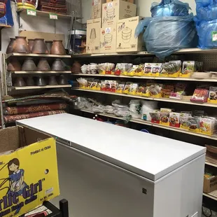 a white refrigerator in a store