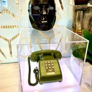 a phone and helmet