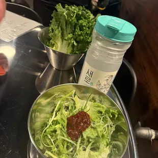 Included salads after ordering 2 meats