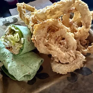 Caesar wrap with onion rings
