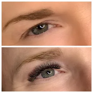 Before and after volume lashes
