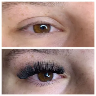 Before and after volume lashes