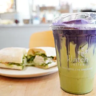 Matcha latte w/ ube cold foam