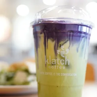 Matcha latte w/ ube cold foam (ube cold foam only available until 3/4/25)