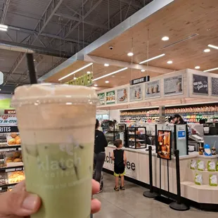 Iced matcha with pumpkin foam
