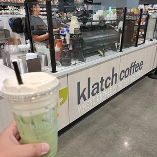 Iced Matcha with pumpkin foam