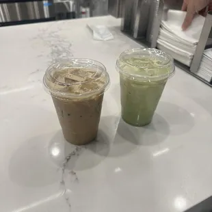Capp on tap (left) matcha latte (right)