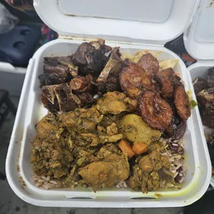 Curry Chicken and Oxtail combo plate  Yummiy!!