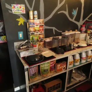 a coffee station in a kitchen