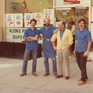 The Klein's with their Father Sid outside the store in 1982