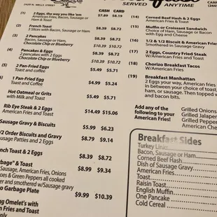 menu