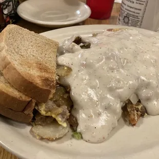 Garbage plate with rye toast.  So good!