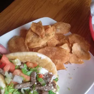 Gyro with homemade chips.